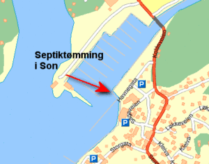 Kartskisse septiktømmestasjon Son havn 2018